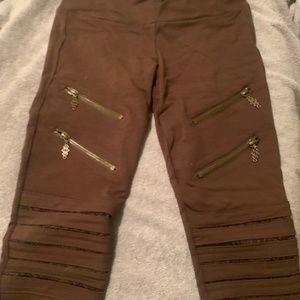 New Nomads Hemp Wear Rapture Slate Brown 3/4 Capris Leggings, Size Small